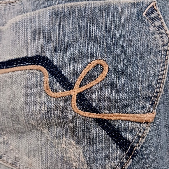 Y2K Flared Jeans Bell Flare Acid Wash Medium Blue Boho Bohemian Festival Vntg 7 - Picture 3 of 14